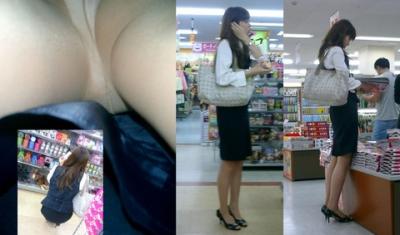 マンスジまで見えちゃいそうなOL逆さ撮りモロ見えパンチラ画像ｗｗのサムネイル画像