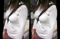 ﾊﾟｲスラッシュで胸の形がくっきり見えちゃってるエロ画像ｗｗ