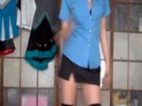 ニーハイのミニスカコスプレイヤーさんがノーパンダンス！！
